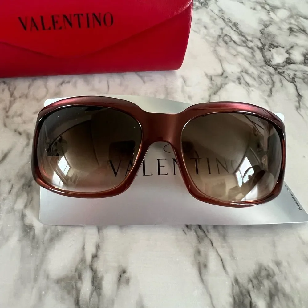 Valentino Oversized Rectangle Sunglasses Black VLogo 5507S NWOT